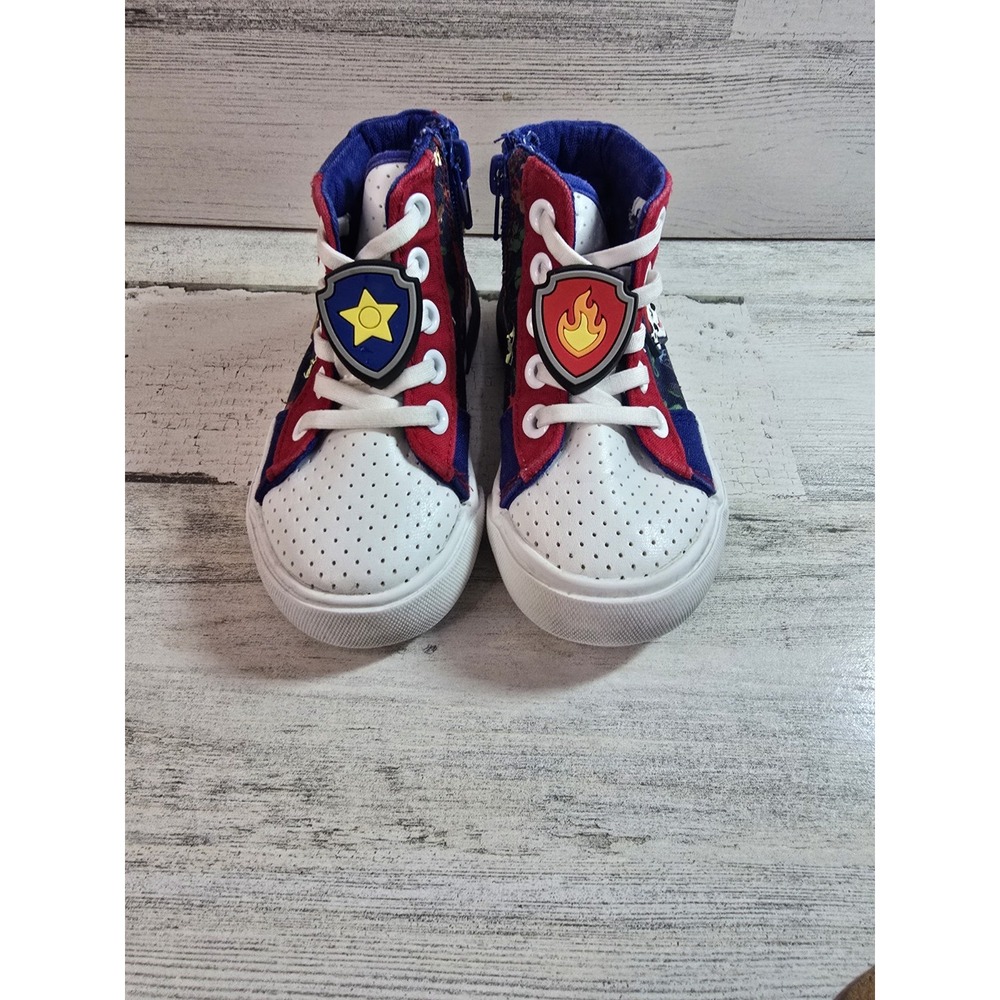Paw Patrol Chase Marshall Toddler High‎ Top Sneakers Blue Red Yellow Zip Up 7